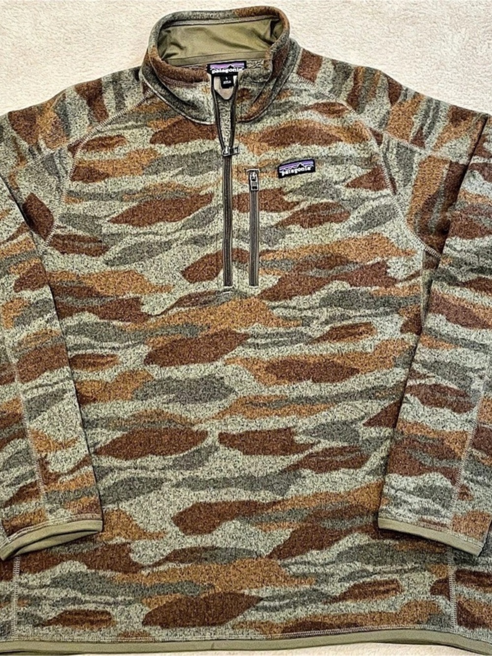 Patagonia Better Sweater 1/4 Zip Men’s L Bear Witness Camo Fleece Pullover